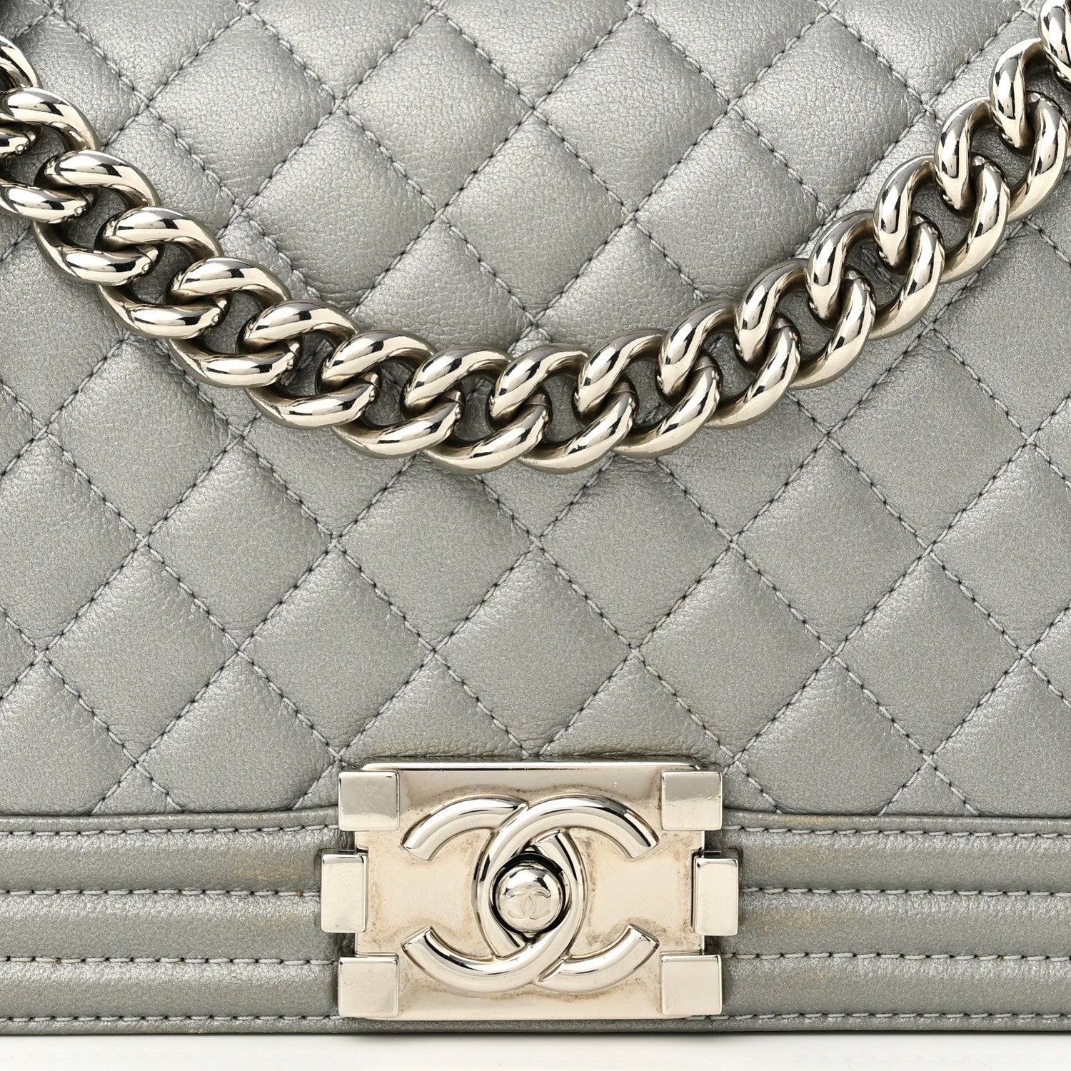 Chanel Caviar Quilted Medium Boy Flap Light Grey 8 of 12
