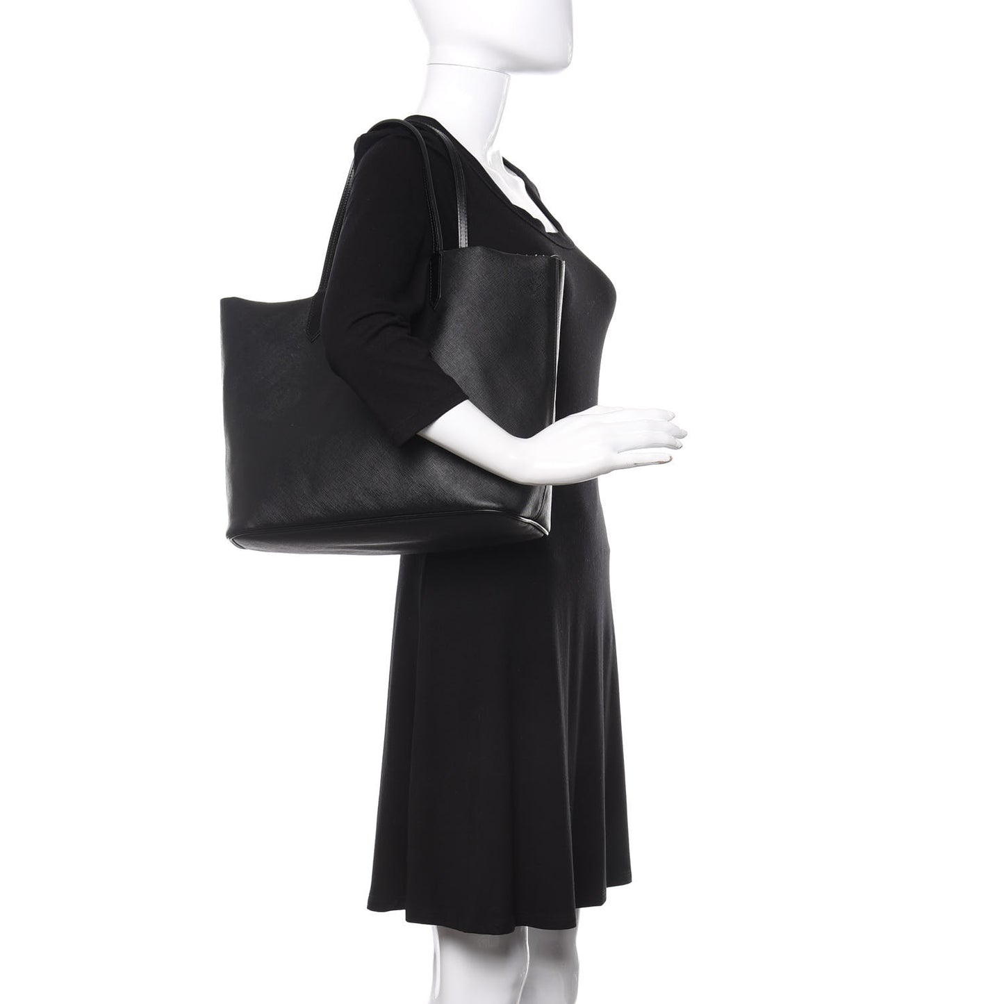 Coated Canvas Medium Antigona Tote Black