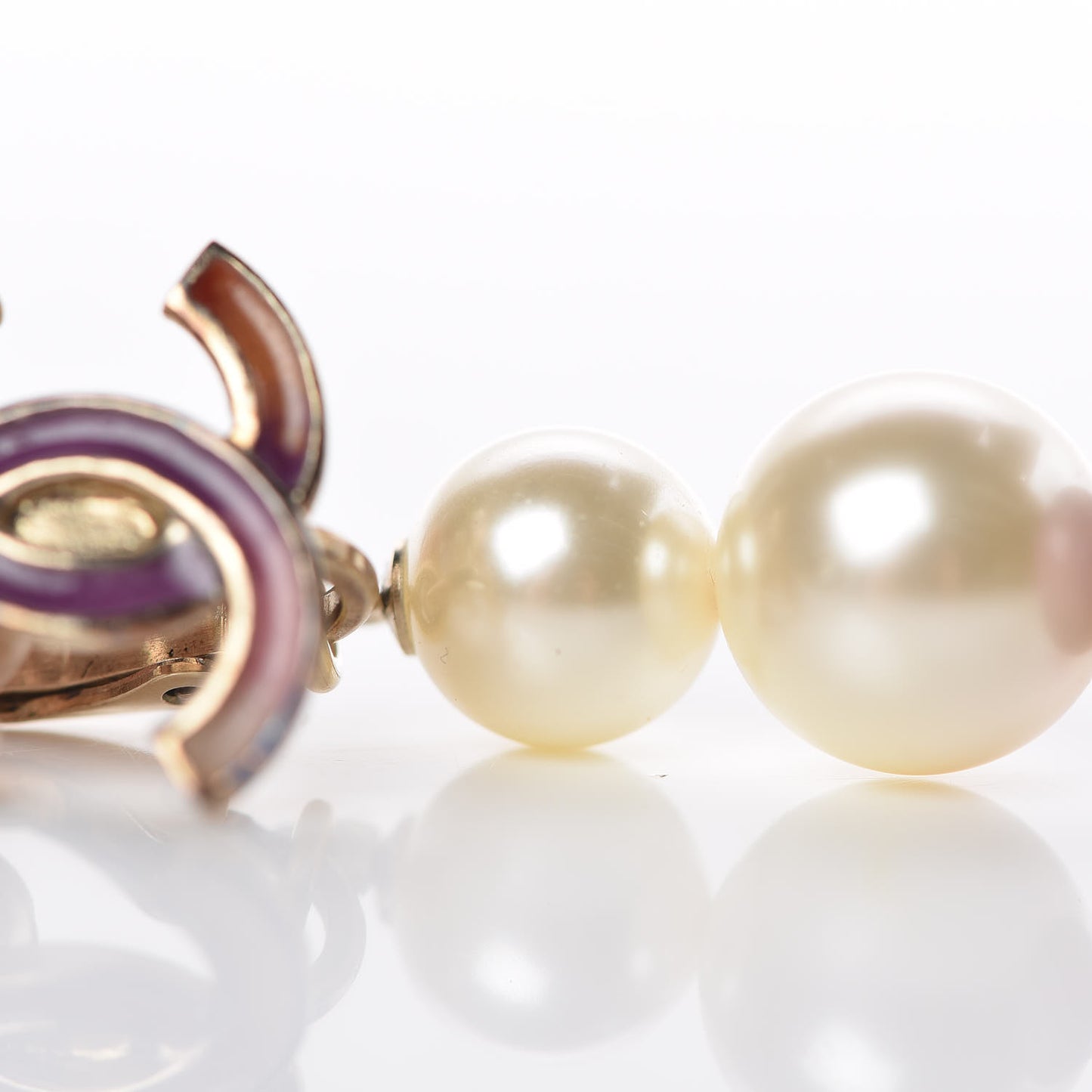 Pearl Enamel Korean Garden CC Clip On Earrings Gold Pink Multicolor