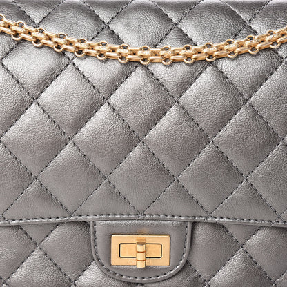 Chanel Metallic Calfskin Quilted 2.55 Reissue 226 Flap Charcoal 12 of 14