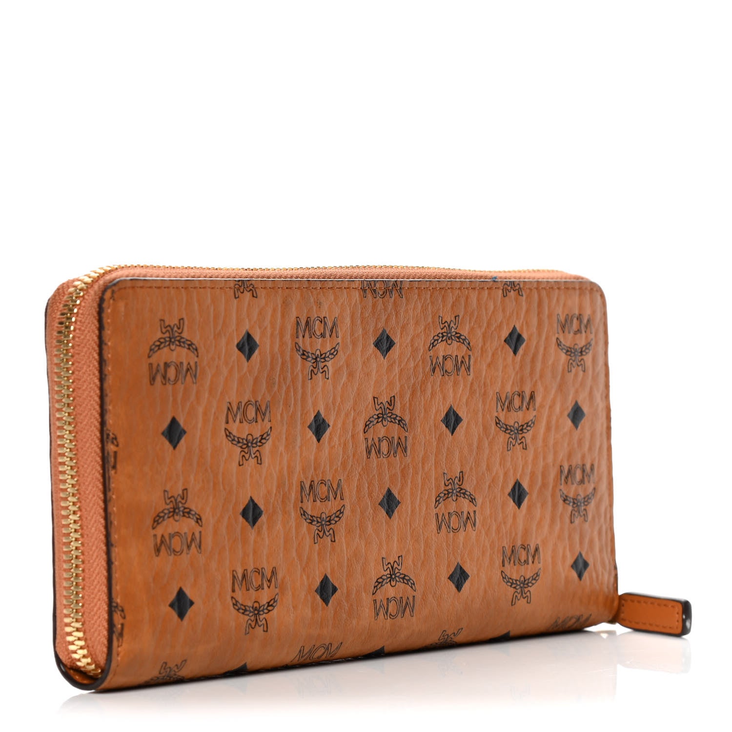 MCM Visetos Large Zip Around Wallet Cognac 3 of 12