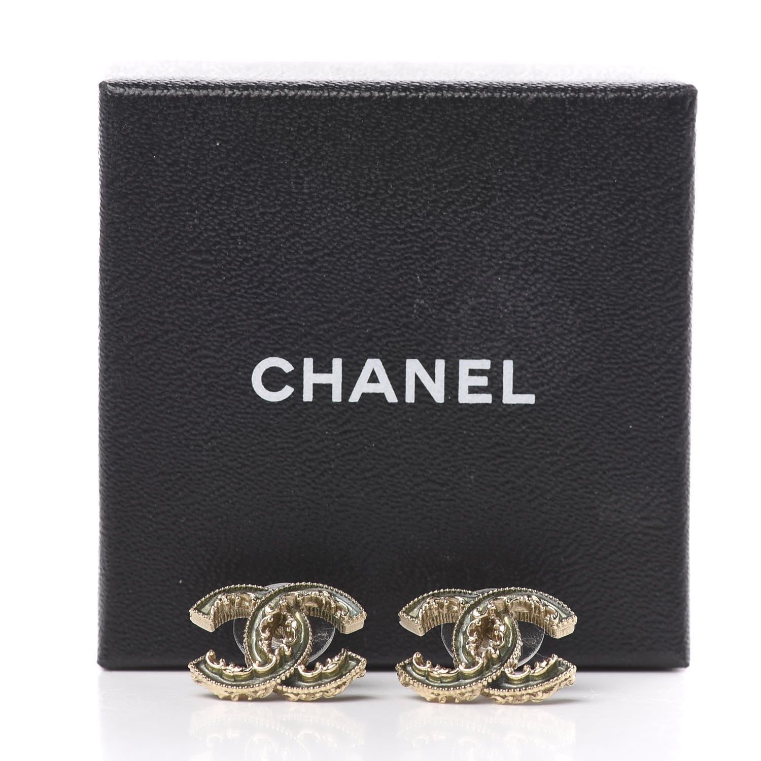 Chanel Enamel CC Baroque Earrings Light Gold 5 of 5