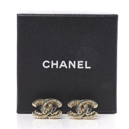 Chanel Enamel CC Baroque Earrings Light Gold 5 of 5