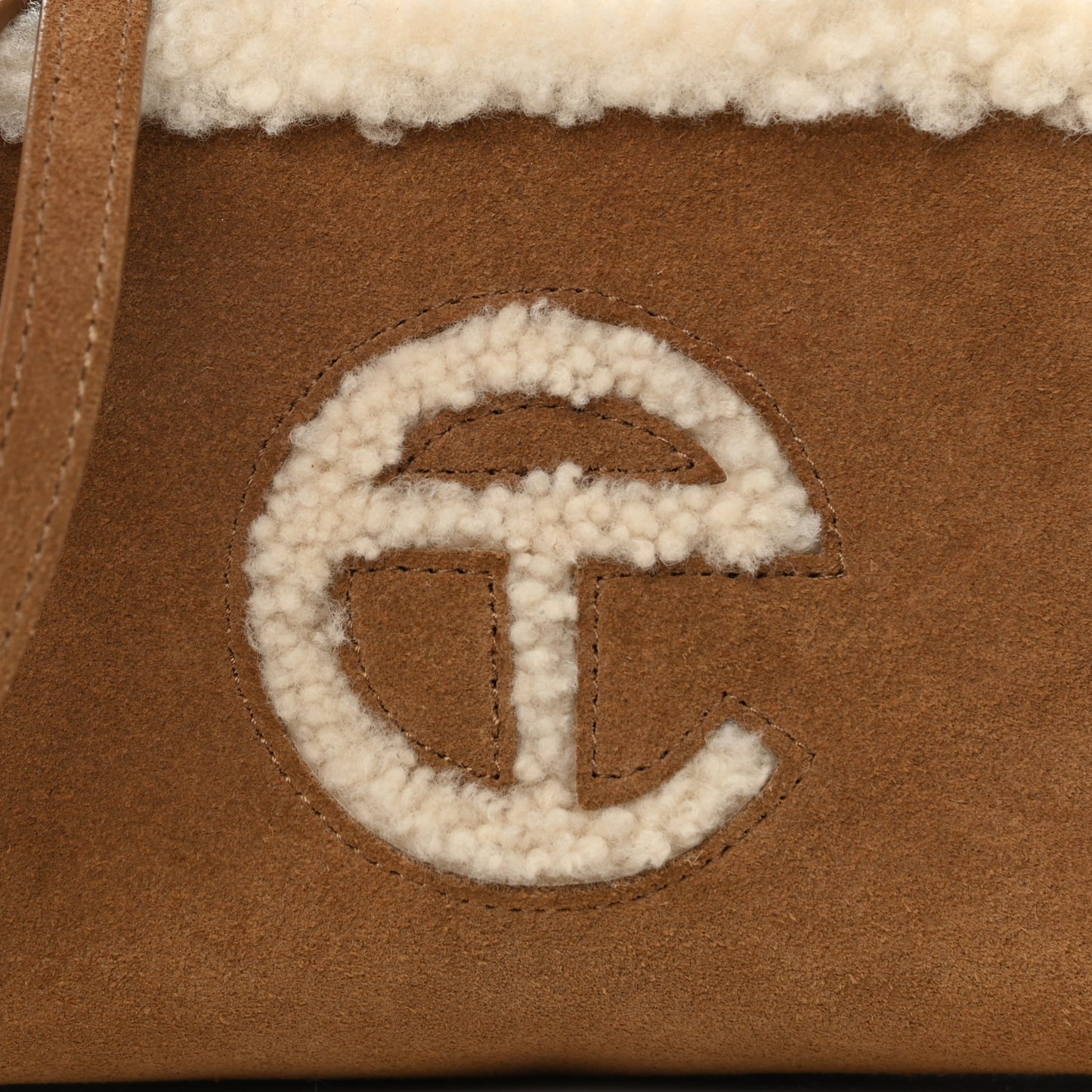 X UGG Suede Shearling Small Shopping Bag Chestnut