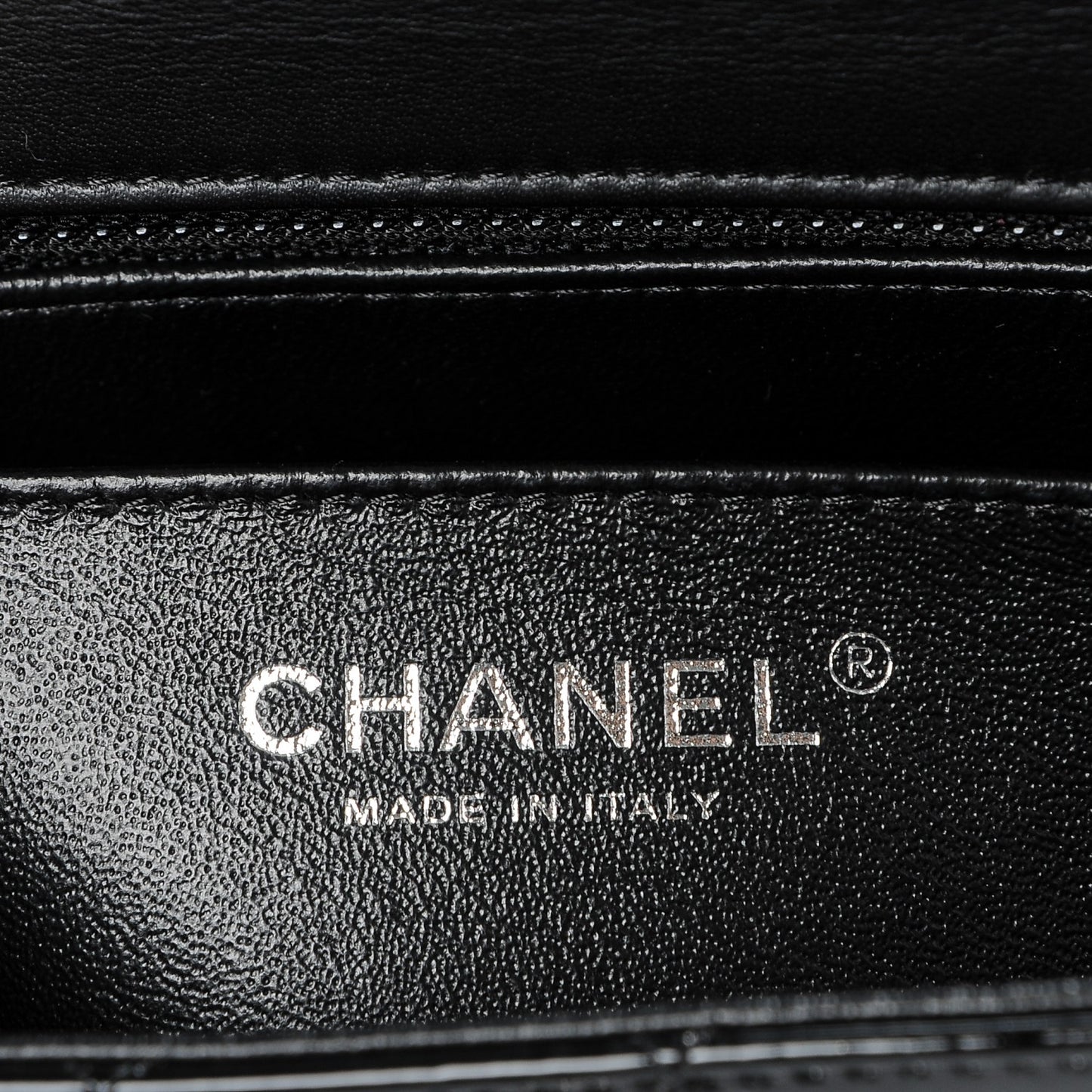 Patent Calfskin Quilted Mini Rectangular Flap Black