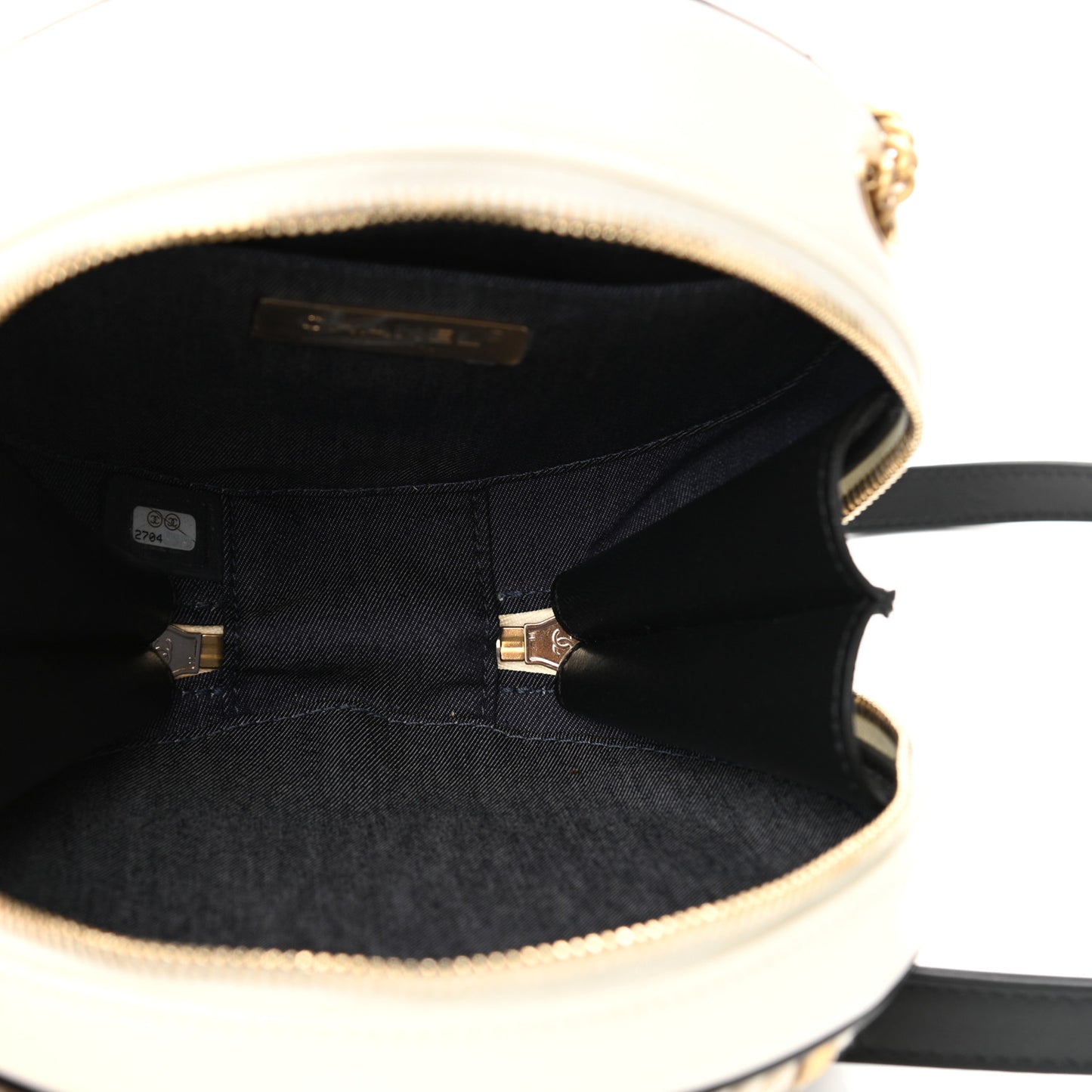 Crumpled Calfskin Cotton Small En Vogue Round Bag Black