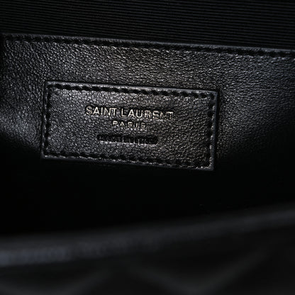 Saint Laurent Grain De Poudre Textured Mixed Matelasse Triquilt Medium Monogram Monochrome Satchel Black 6 of 10