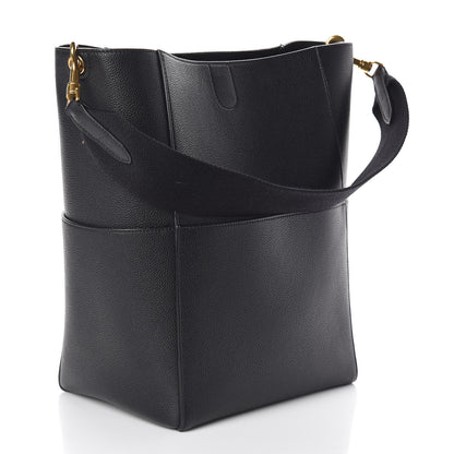 Celine Soft Grained Calfskin Sangle Bucket Bag Black 3 of 8