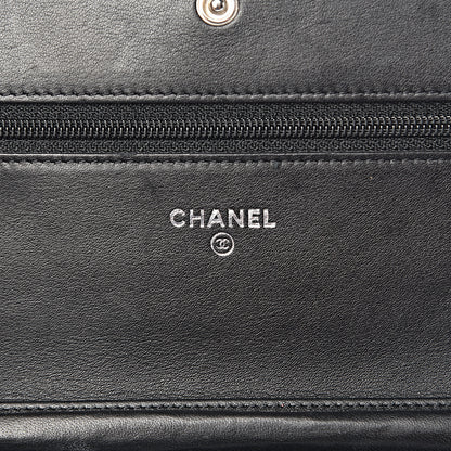 Chanel Lambskin Diamond Stitched Wallet On Chain WOC Black 6 of 12