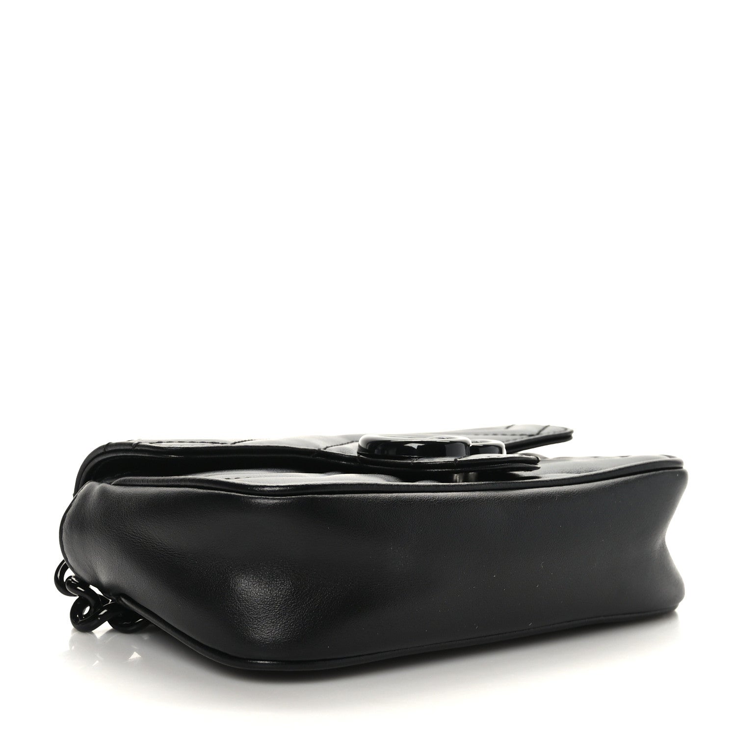 Gucci Calfskin Matelasse Monochrome GG Marmont Chain Belt Bag Black 4 of 9