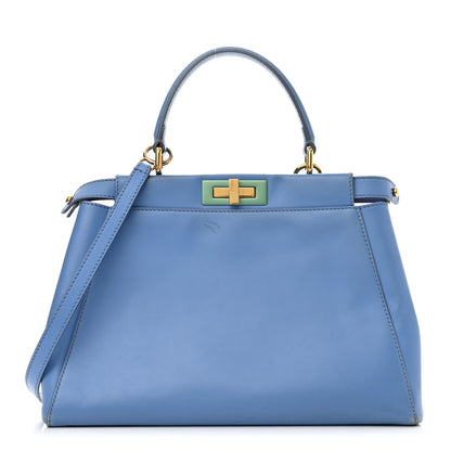Fendi Vitello Morgan Shiny Nappa Medium Peekaboo Iconic Satchel Maldives Papavero 1 of 15