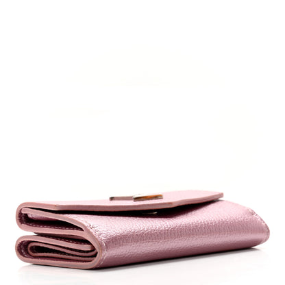 Louis Vuitton Metallic Calfskin Lockmini Wallet Pink 4 of 13