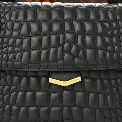 Fendi Nappa Calfskin Crocodile Trapuntata Demi Jour Shoulder Bag Black 8 of 11