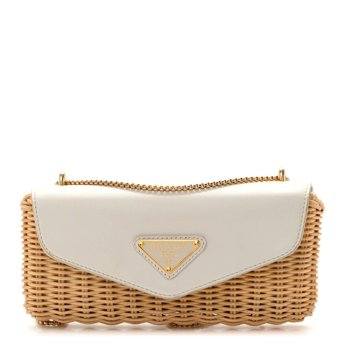 Prada Midollino City Calfskin Mini Bag Naturale White 1 of 13