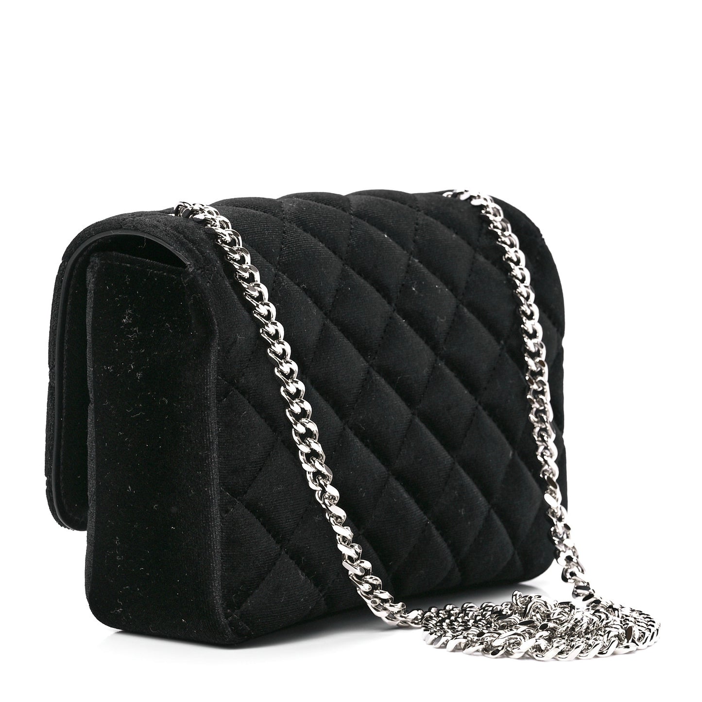 Velvet Quilted Icon Crossbody Bag Black