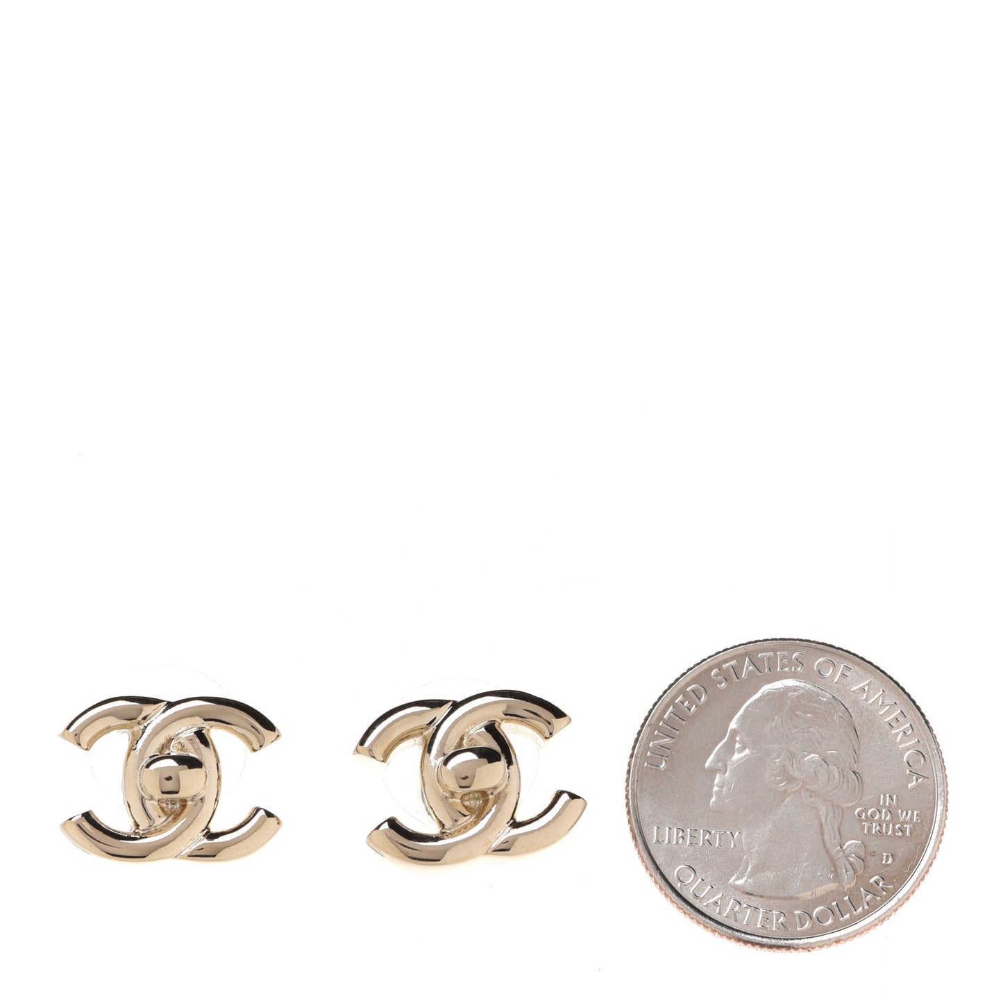 Metal CC Turnlock Earrings Gold