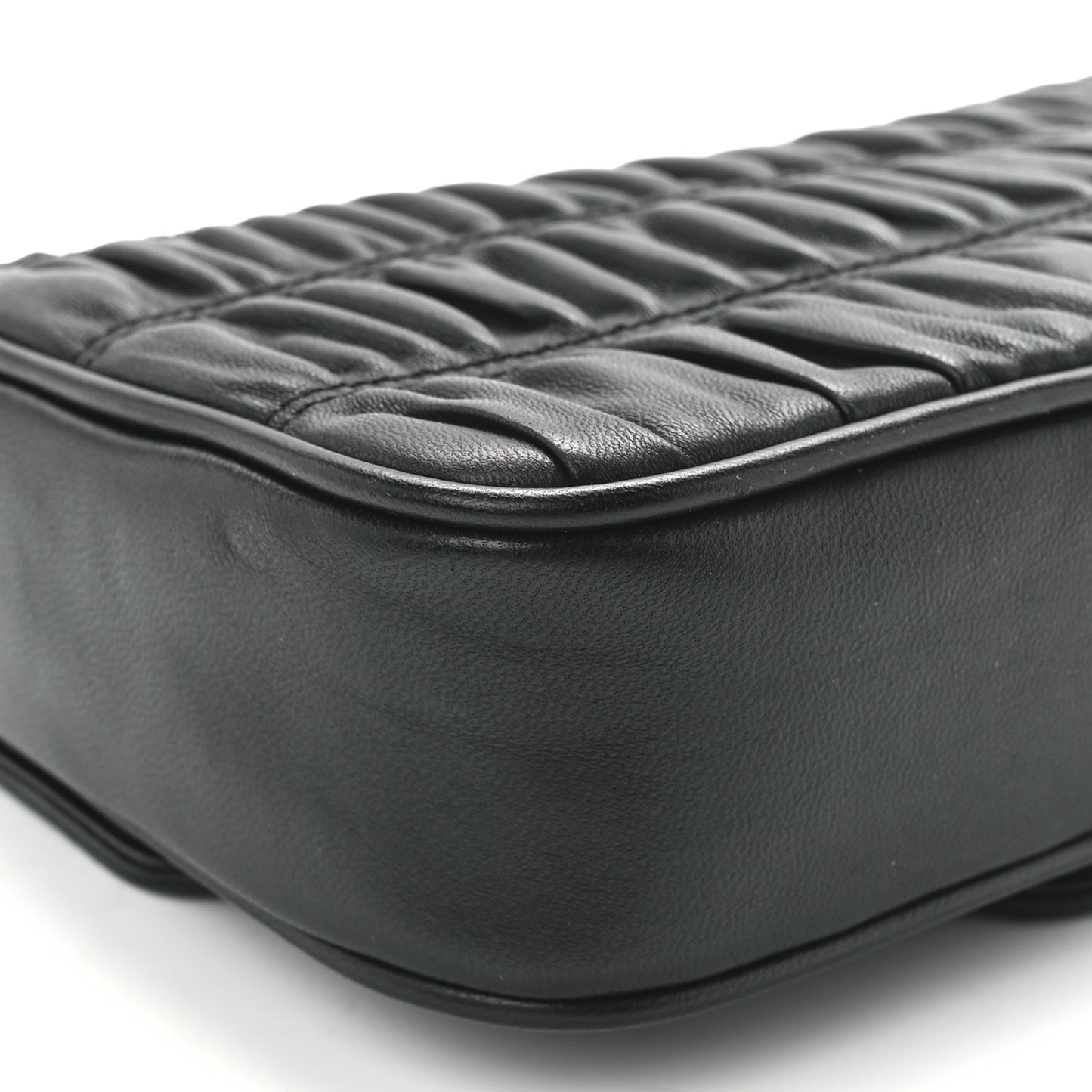 Nappa Gaufre Small Chain Flap Shoulder Bag Black