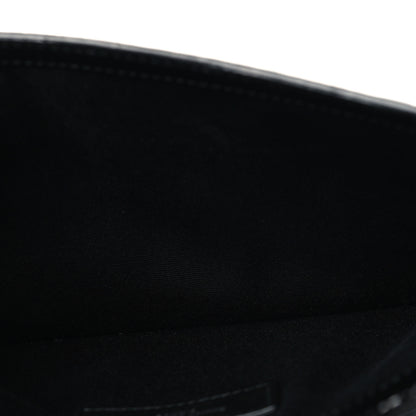 Saint Laurent Calfskin Crocodile Embossed Uptown Monogram Pouch Black 5 of 7