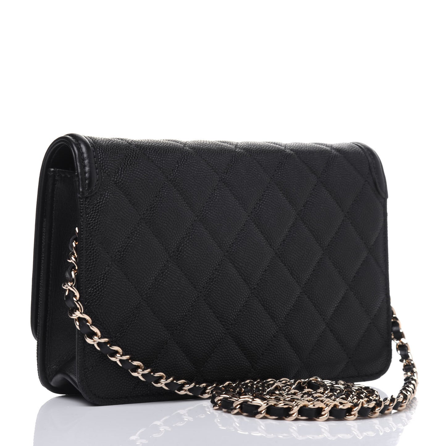 Caviar Quilted CC Filigree Wallet On Chain WOC Black