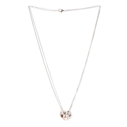 Cartier 18K White Pink Gold Diamond Three Ring LOVE Pendant Necklace 3 of 8