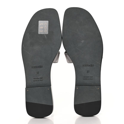 Hermes Metallic Nappa Oran Sandals 37 Argent 5 of 9