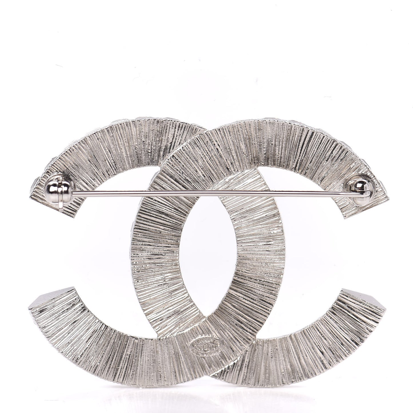Baguette Crystal CC Brooch Silver