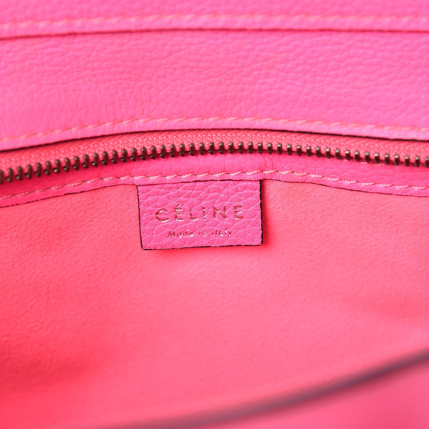 Drummed Calfskin Nano Luggage Fluo Pink
