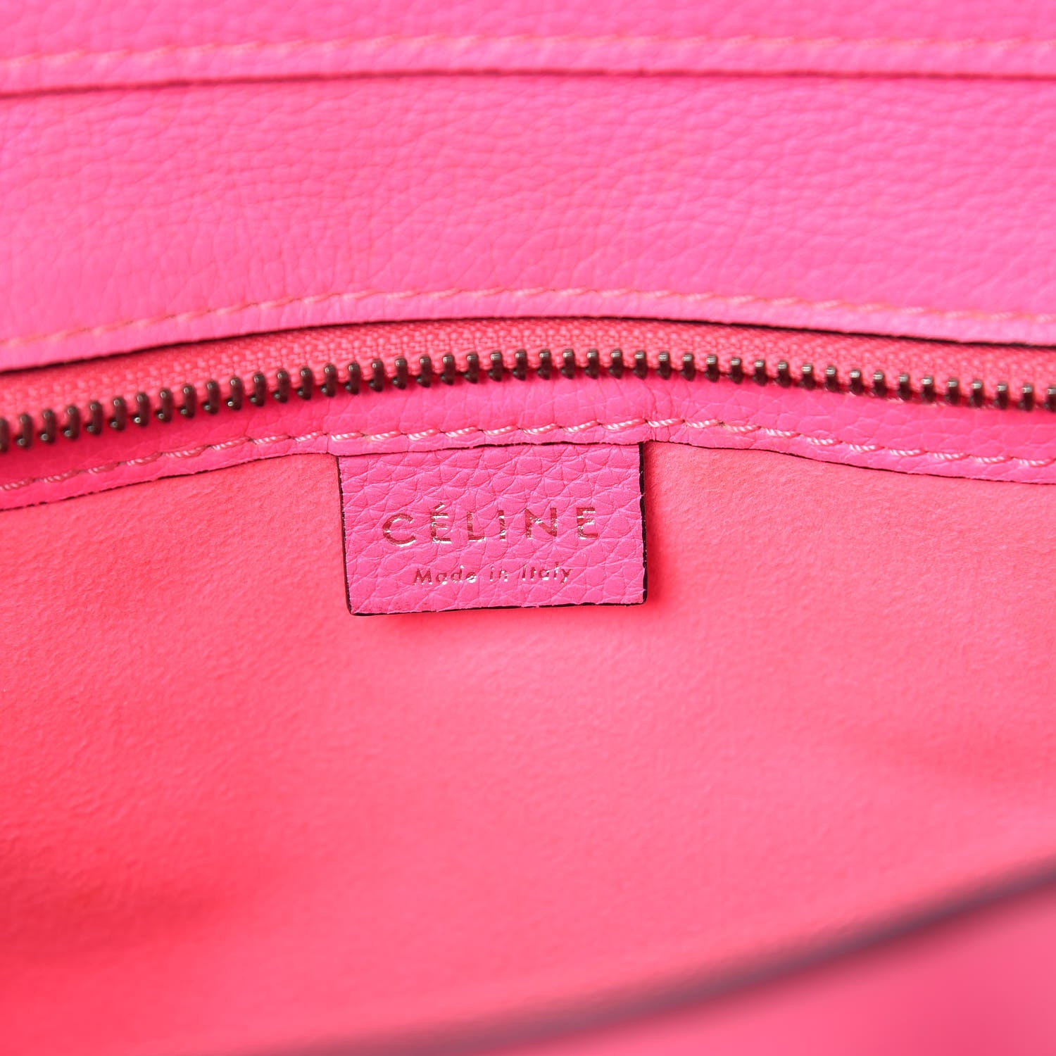 Celine Drummed Calfskin Nano Luggage Fluo Pink 7 of 12