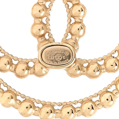 Chanel Metal Bead Round CC Drop Earrings Gold 4 of 4