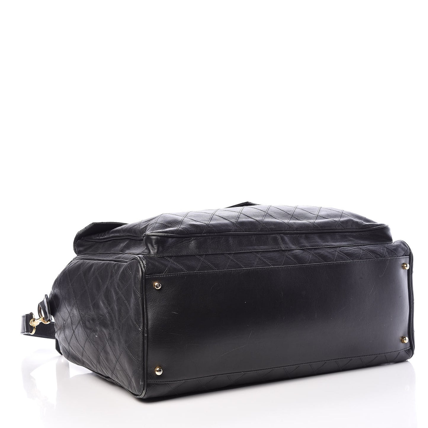 Calfskin Diamond Stitched Duffle Bag Black