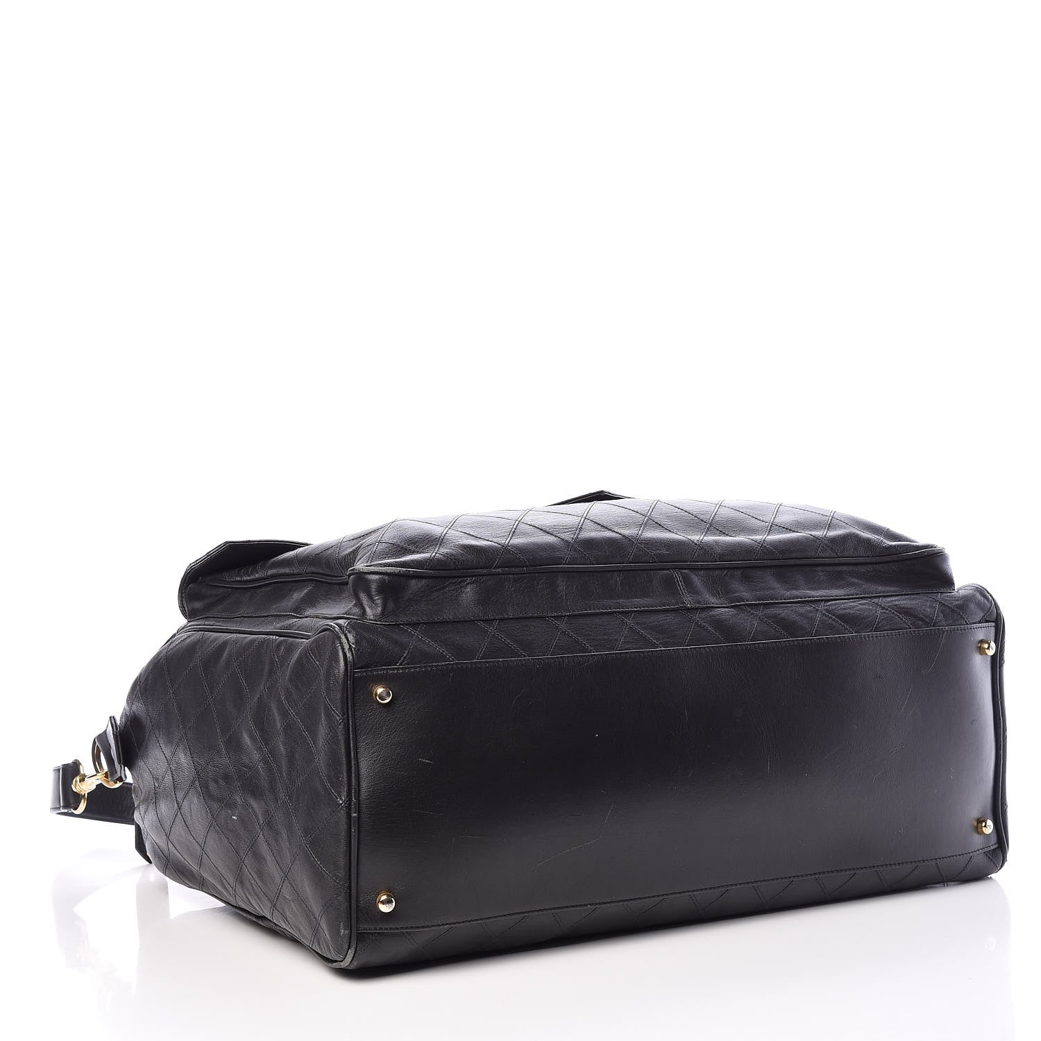 Chanel Calfskin Diamond Stitched Duffle Bag Black 4 of 23