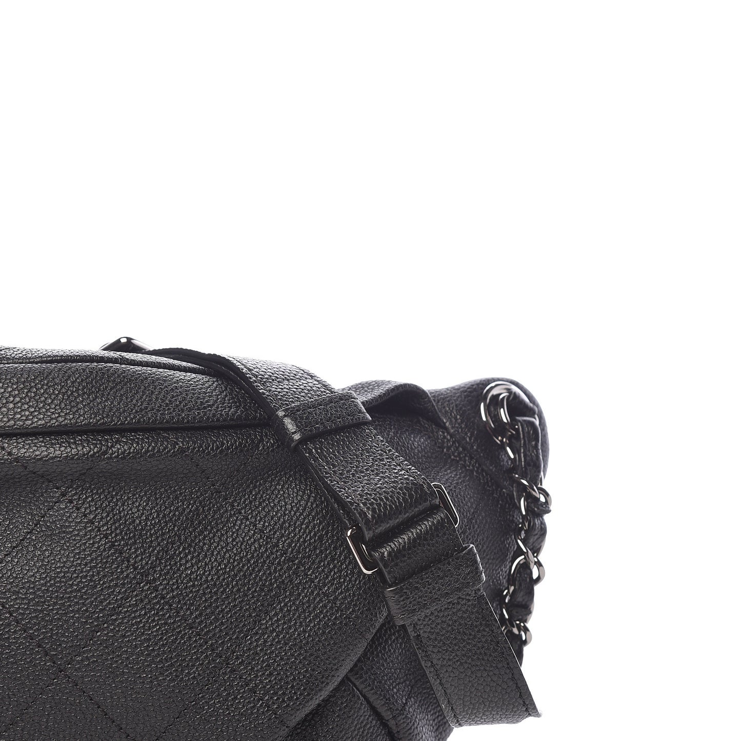 Caviar Stitched Banane Waist Bag Fanny Pack Black