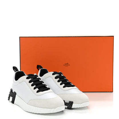 Hermes Goatskin Suede Goatskin Bouncing Sneakers 37 White Black 9 of 9