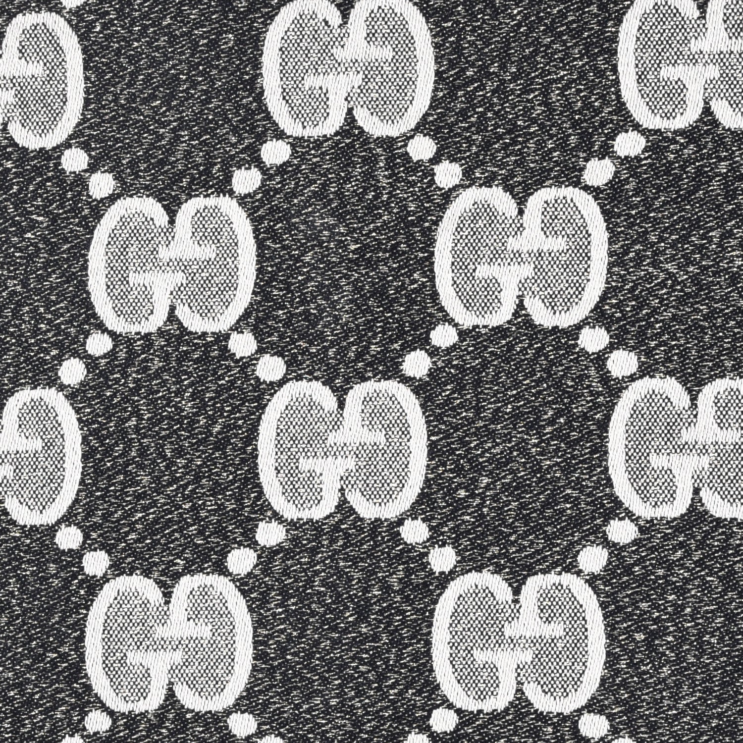Gucci Wool Lame Jacquard Monogram Jumbo GG Lady Nest Lux Scarf Black Ivory 2 of 4