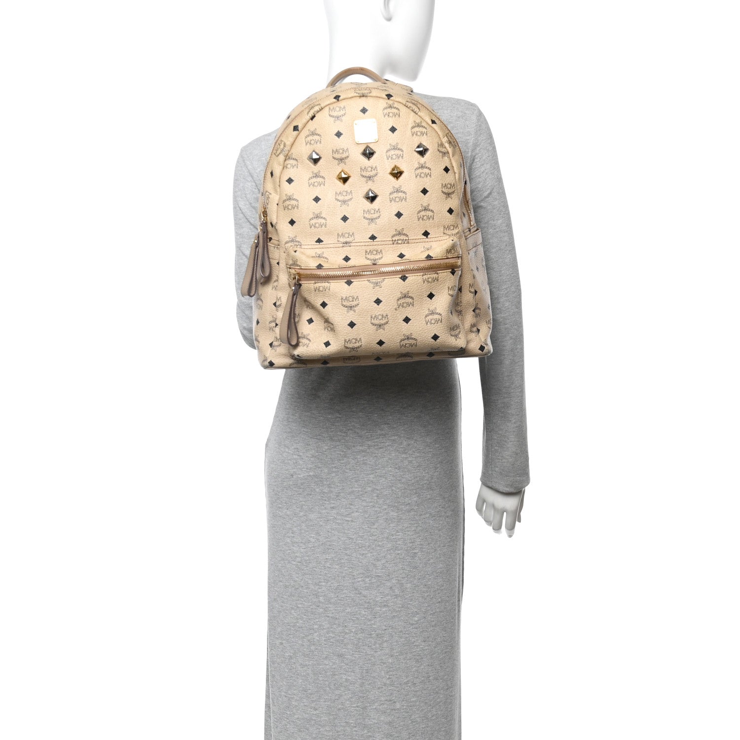 MCM Visetos Medium Sprinkle Stud Stark Backpack Beige 2 of 13