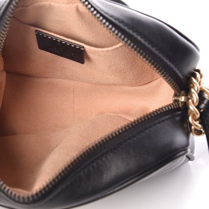 Gucci Calfskin Matelasse Mini GG Marmont Chain Shoulder Bag Black 7 of 10