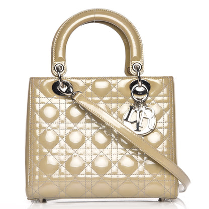 Christian Dior Patent Cannage Medium Lady Dior Beige 1 of 9