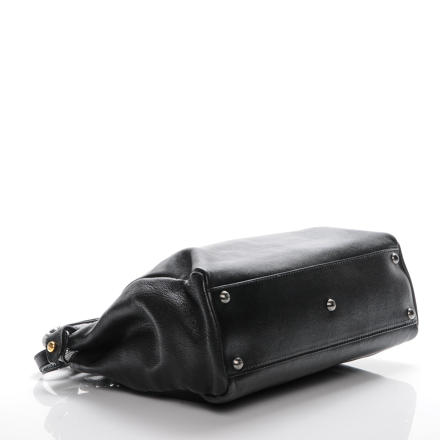 Fendi Goatskin Zucca Medium Peekaboo Iconic Satchel Black Tobacco 4 of 6