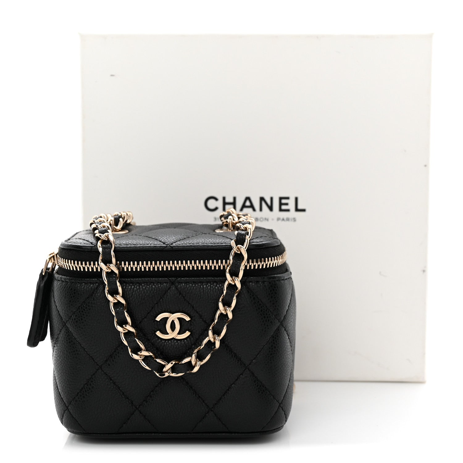 Chanel Caviar Quilted Mini Vanity Case With Chain Black 8 of 10