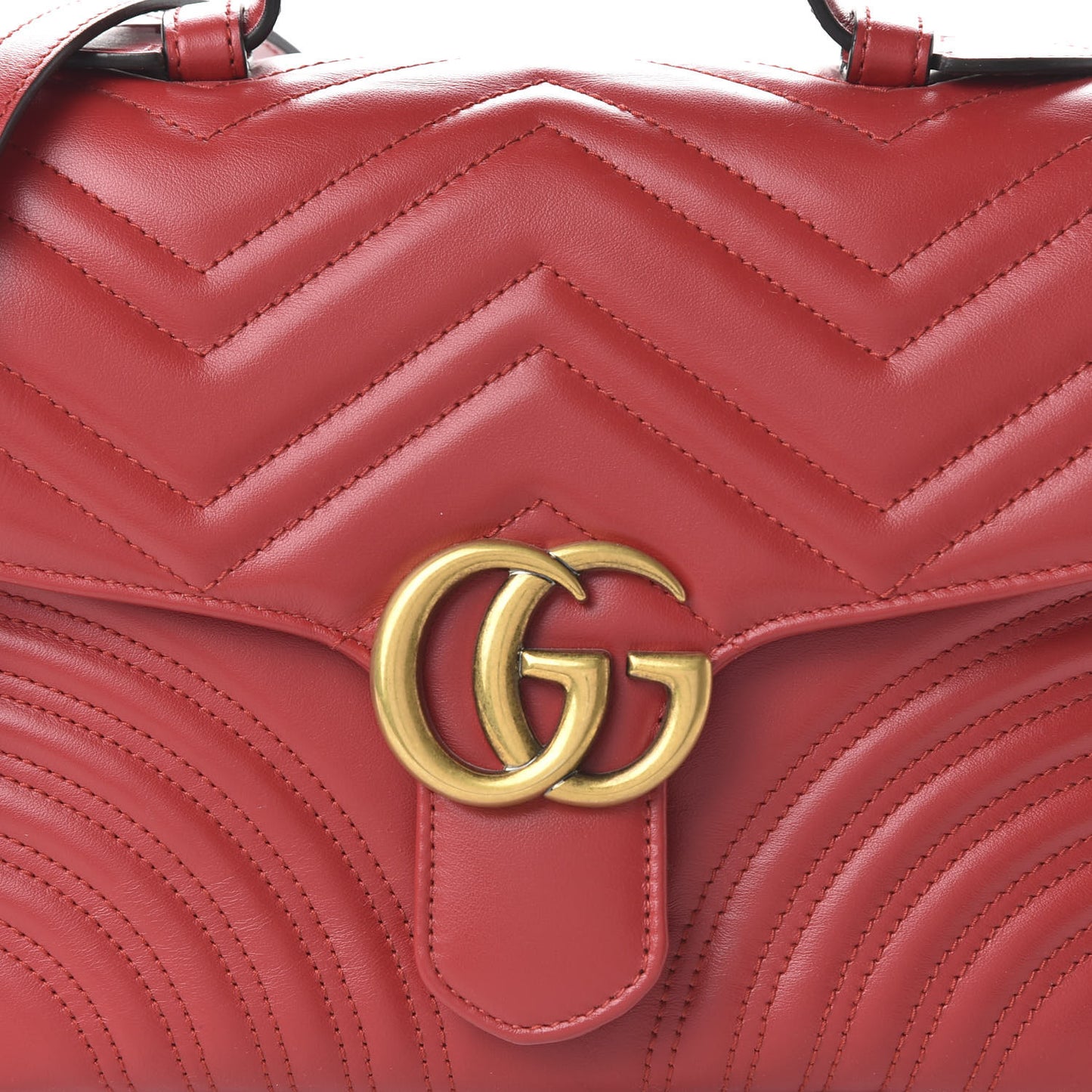 Calfskin Matelasse Small GG Marmont Top Handle Shoulder Bag Hibiscus Red
