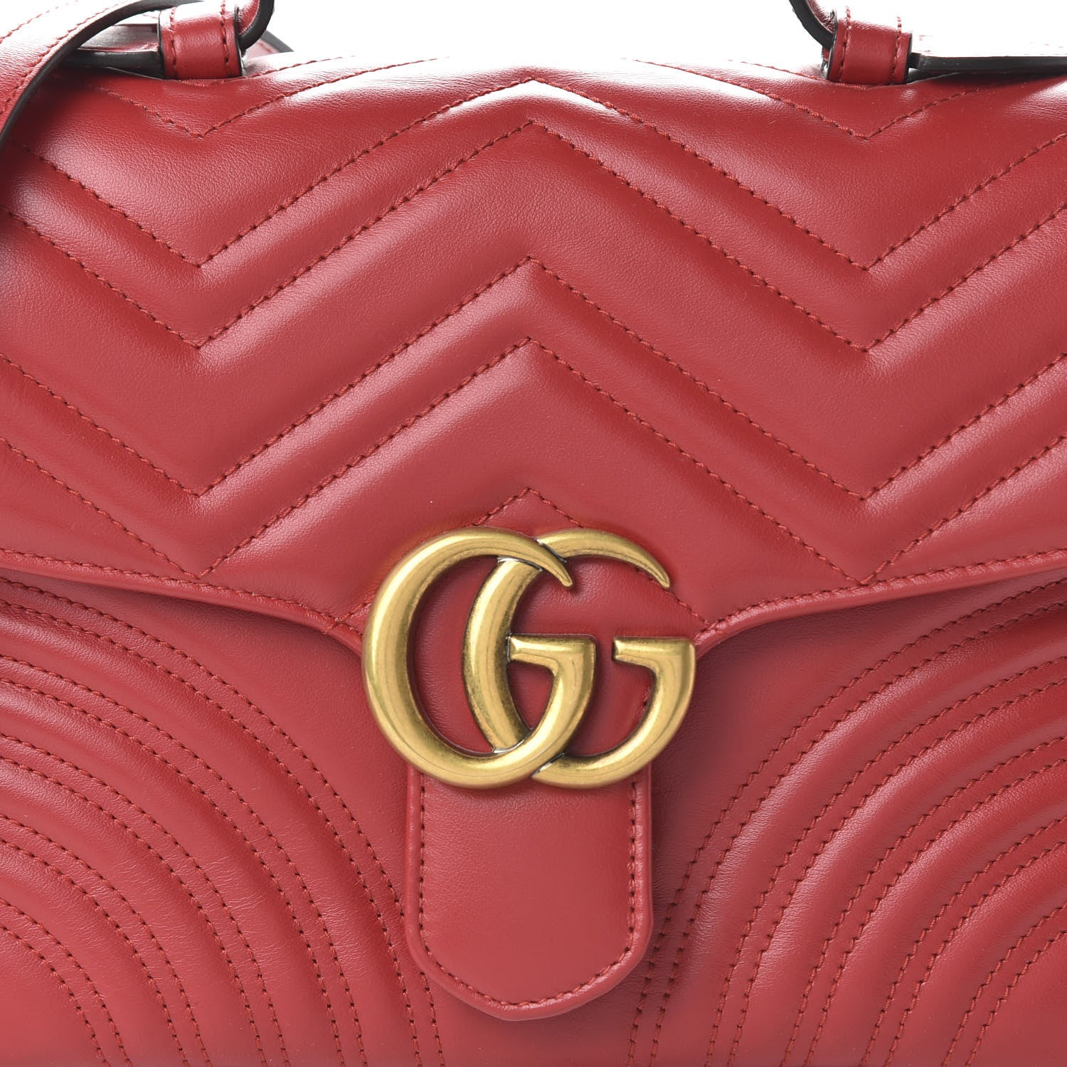 Gucci Calfskin Matelasse Small GG Marmont Top Handle Shoulder Bag Hibiscus Red 10 of 10