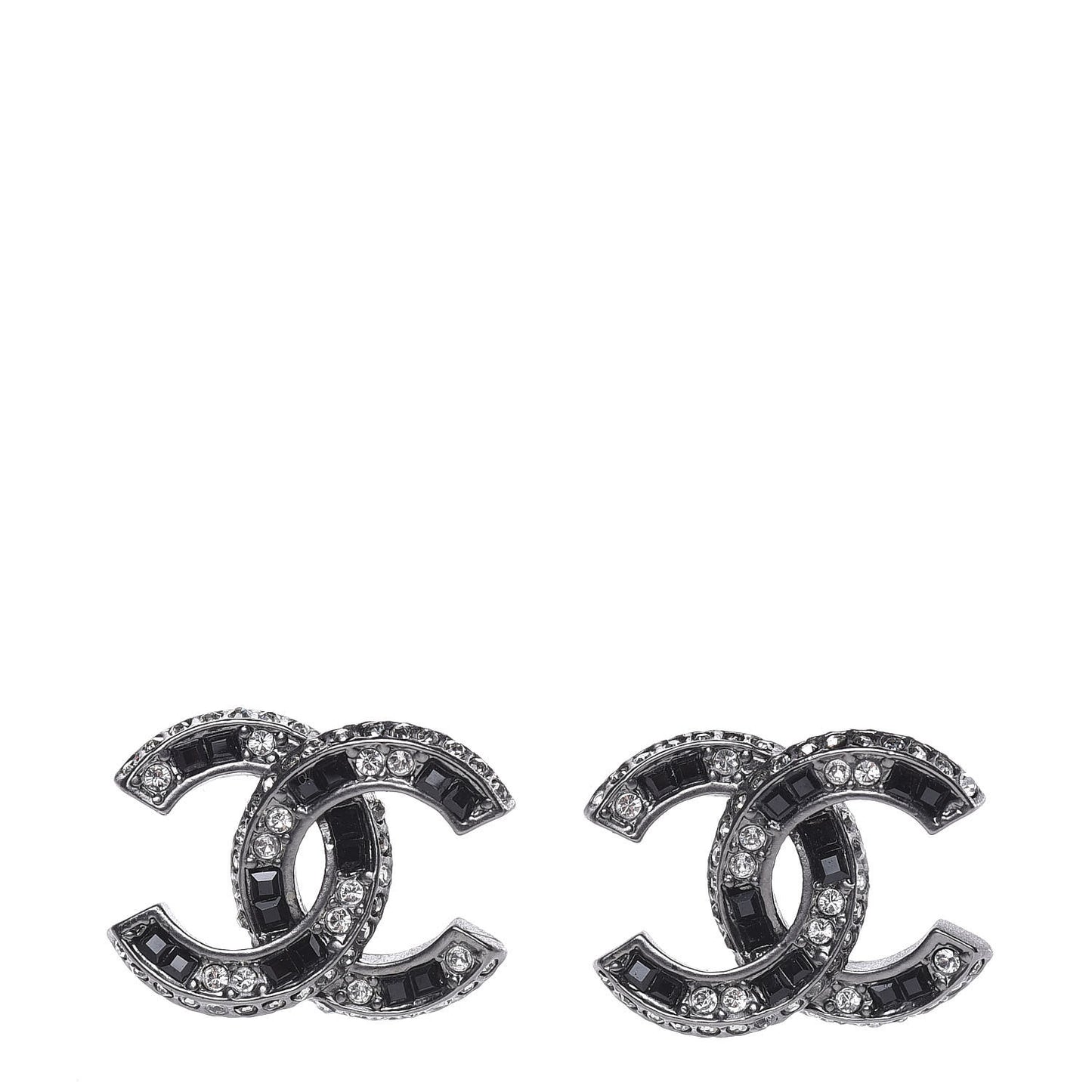 Ruthenium Crystal CC Earrings Black