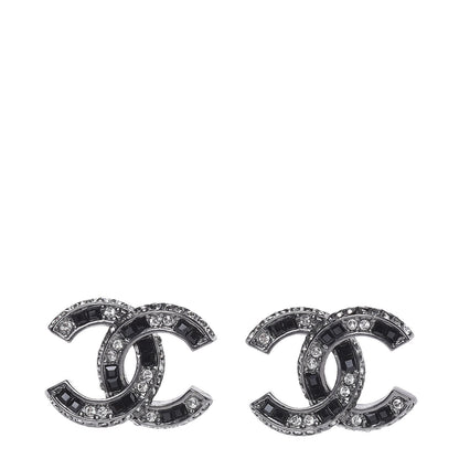 Chanel Ruthenium Crystal CC Earrings Black 1 of 6