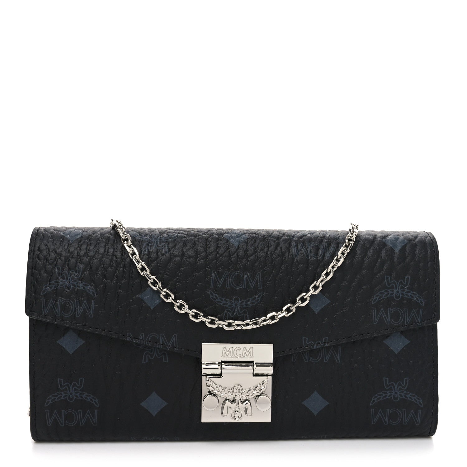 MCM Visetos Large Patricia Wallet On Chain Black Red 1 of 8