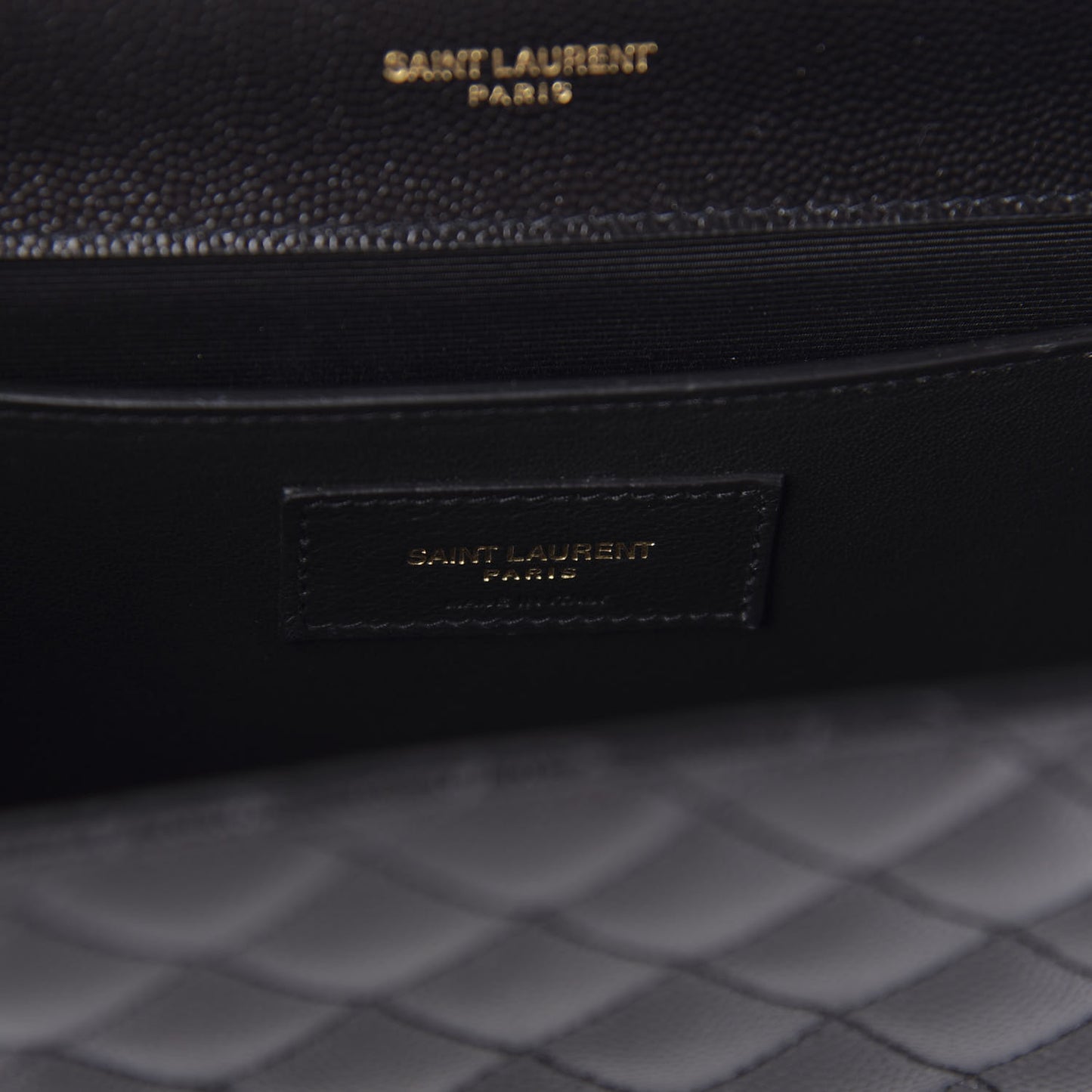 Grain De Poudre Textured Mixed Matelasse Triquilt Medium Monogram Satchel Black