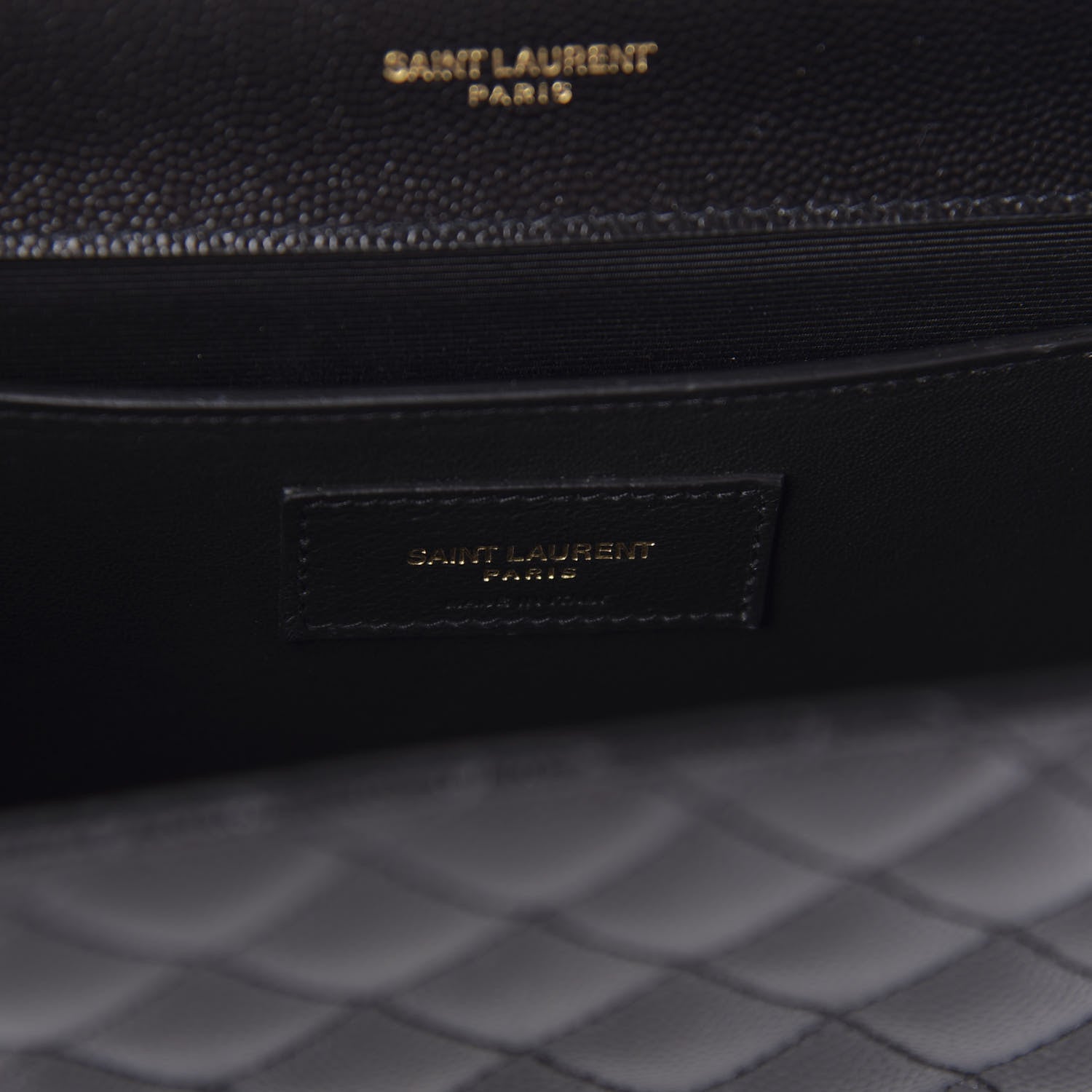 Saint Laurent Grain De Poudre Textured Mixed Matelasse Triquilt Medium Monogram Satchel Black 8 of 9