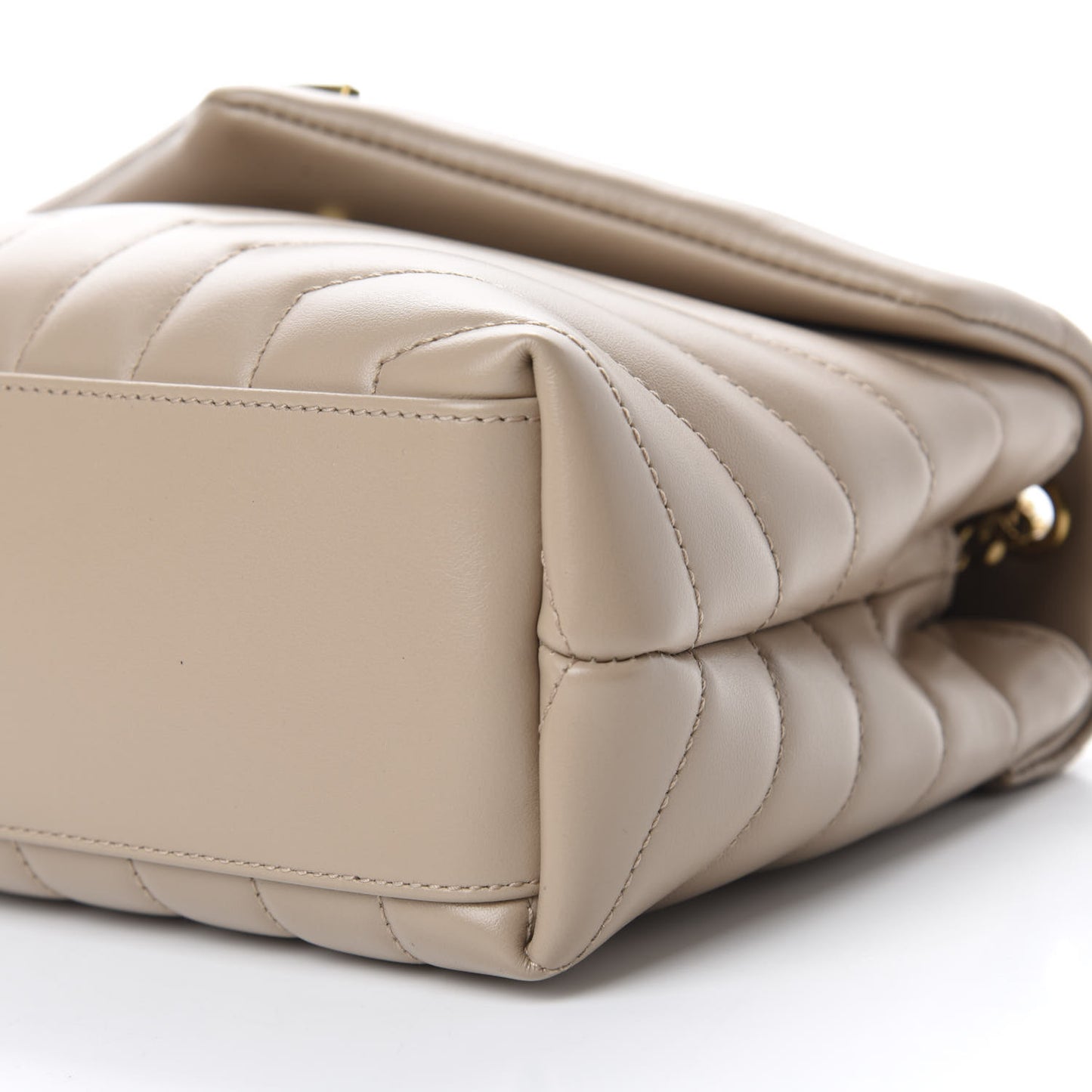 Calfskin Y Quilted Monogram Small Loulou Chain Satchel Dark Beige