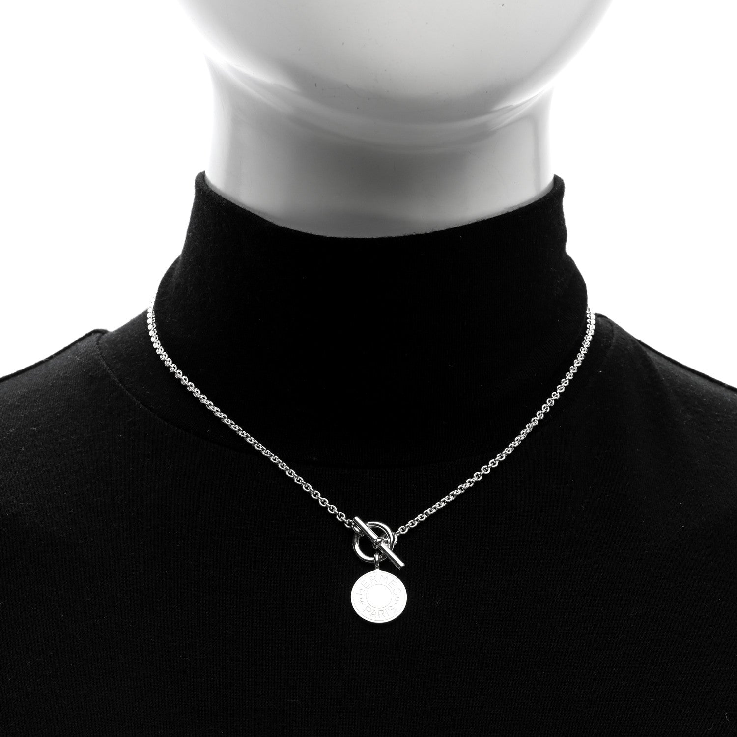 Hermes Sterling Silver Mini Clou de Selle Charm Pendant Necklace 2 of 5