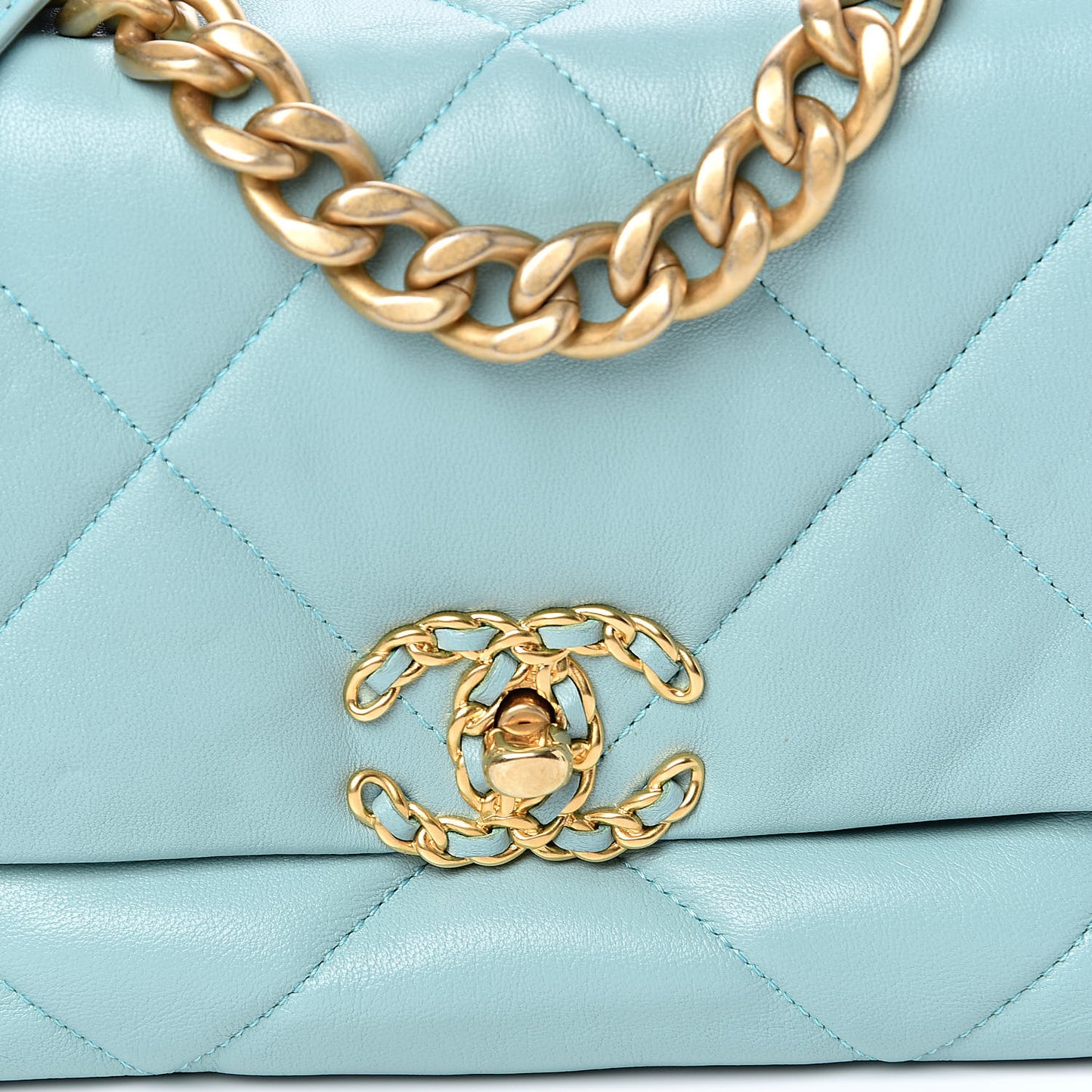 Lambskin Quilted Medium Chanel 19 Flap Light Blue
