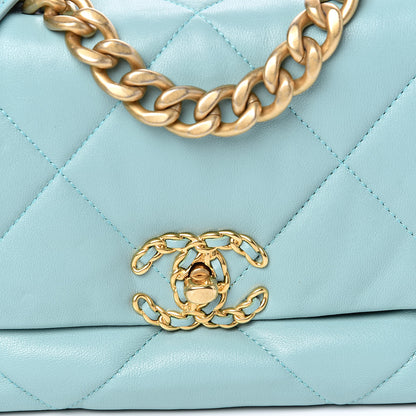 Chanel Lambskin Quilted Medium Chanel 19 Flap Light Blue 10 of 10